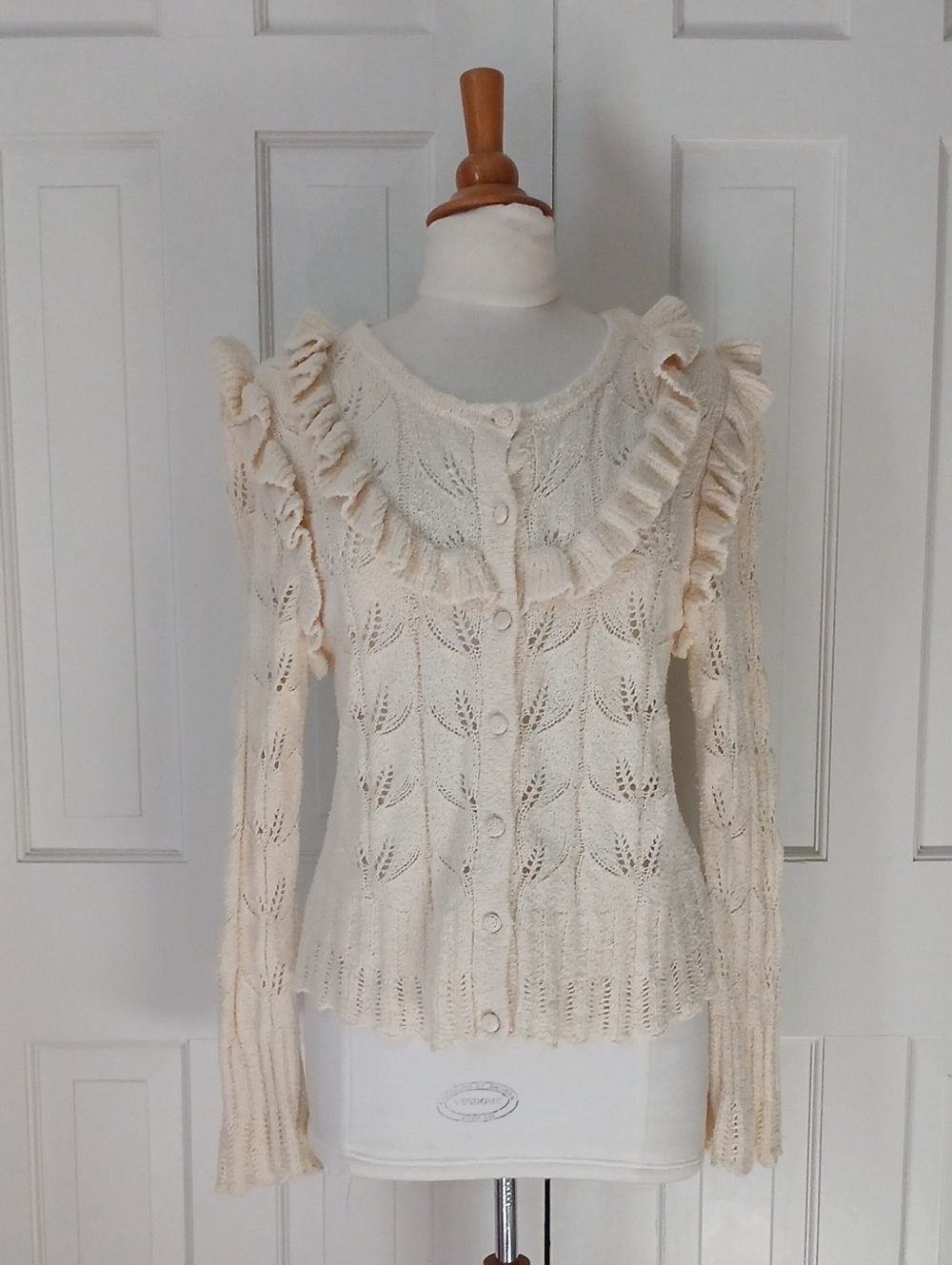 LoveShackFancy Warren Ruffle Cardigan Cream - Picture 3 of 7
